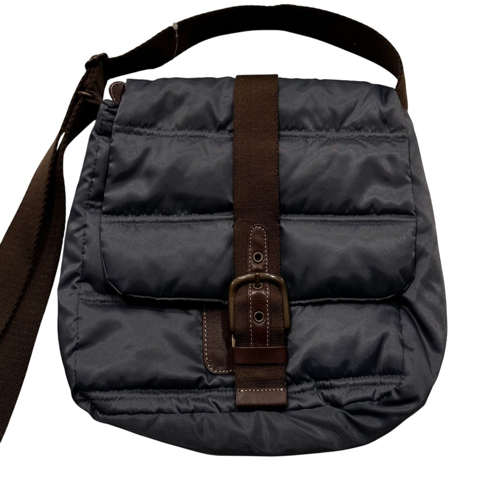 Eddie Bauer Down Guide‎ Bag Smoke Gray Quilted Puffer Crossbody Messenger NEW